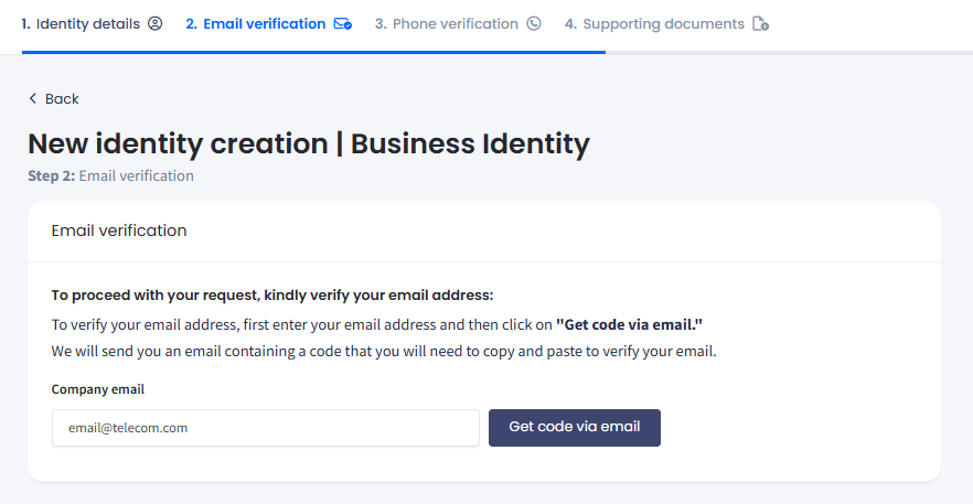 Screenshot with Email Verification section