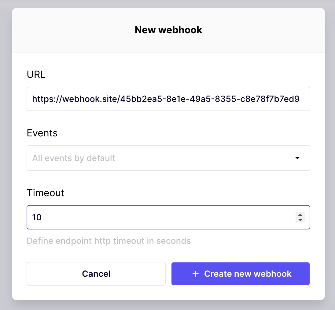 set up a new webhook endpoint