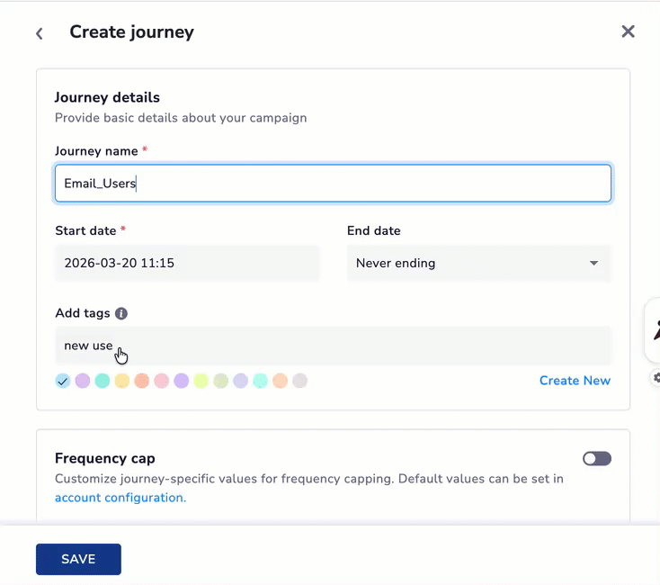 Create a new Tag in Journey