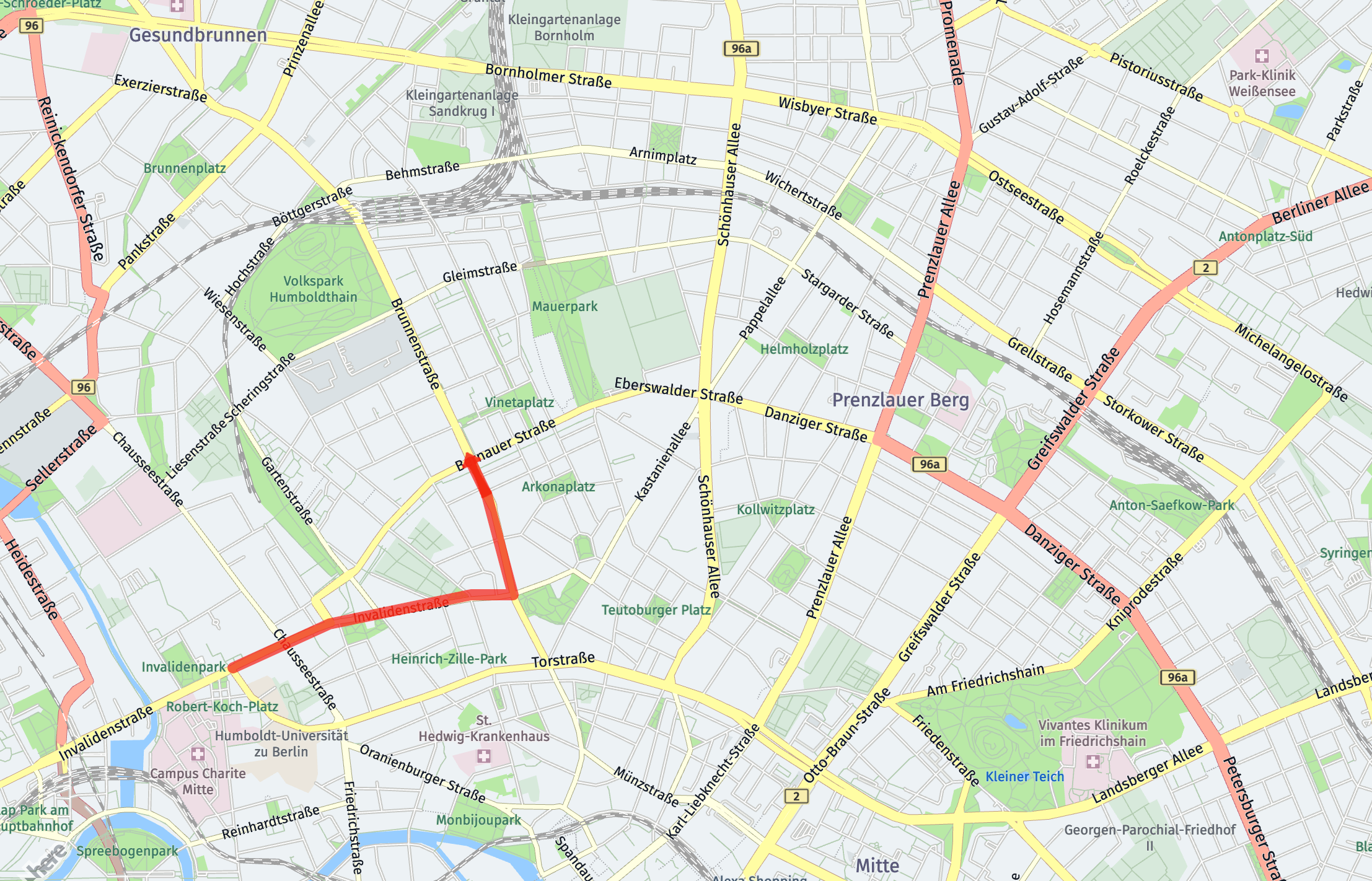 A representation of a topology segment reference filter laid over a map of Mitte, Berlin