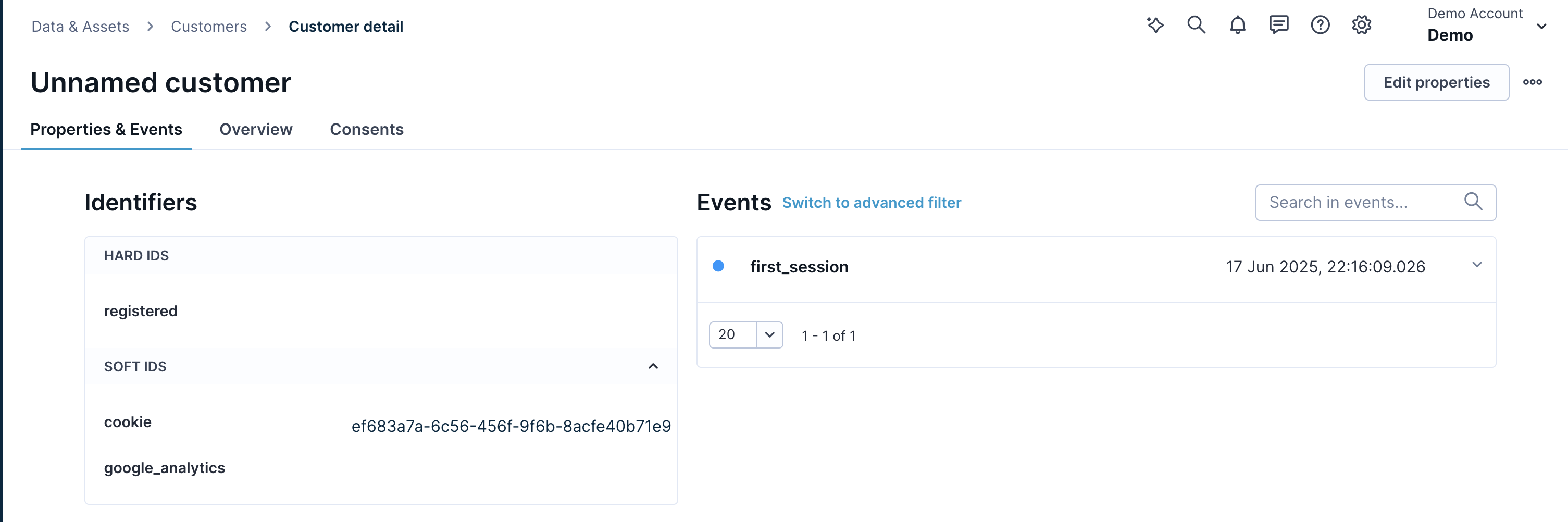 single customer view showing the Overview tab with basic information and recent activity
