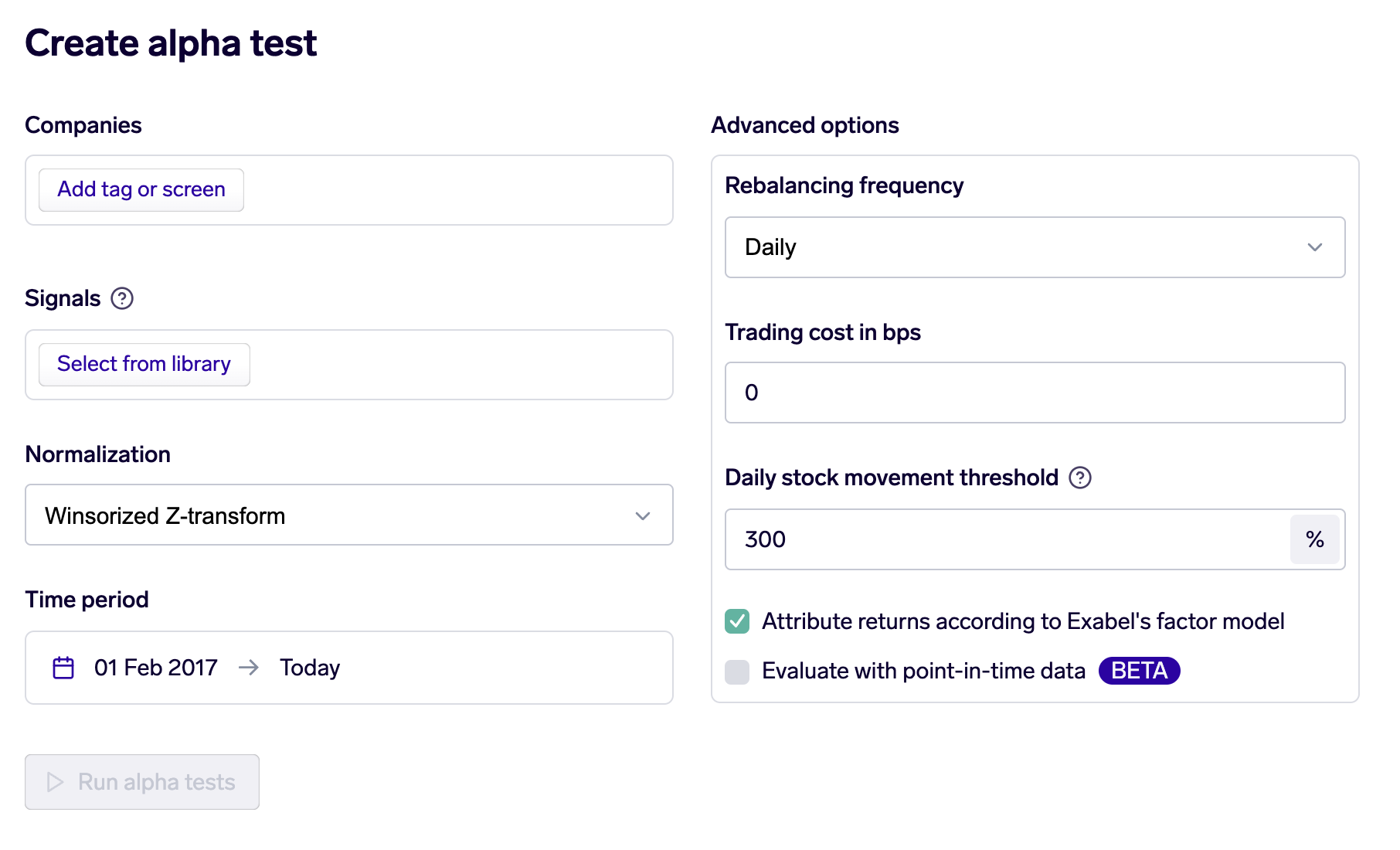 Alpha Tests