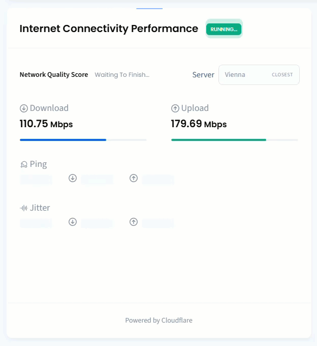 Screenshot of Internet Connectivity Performance