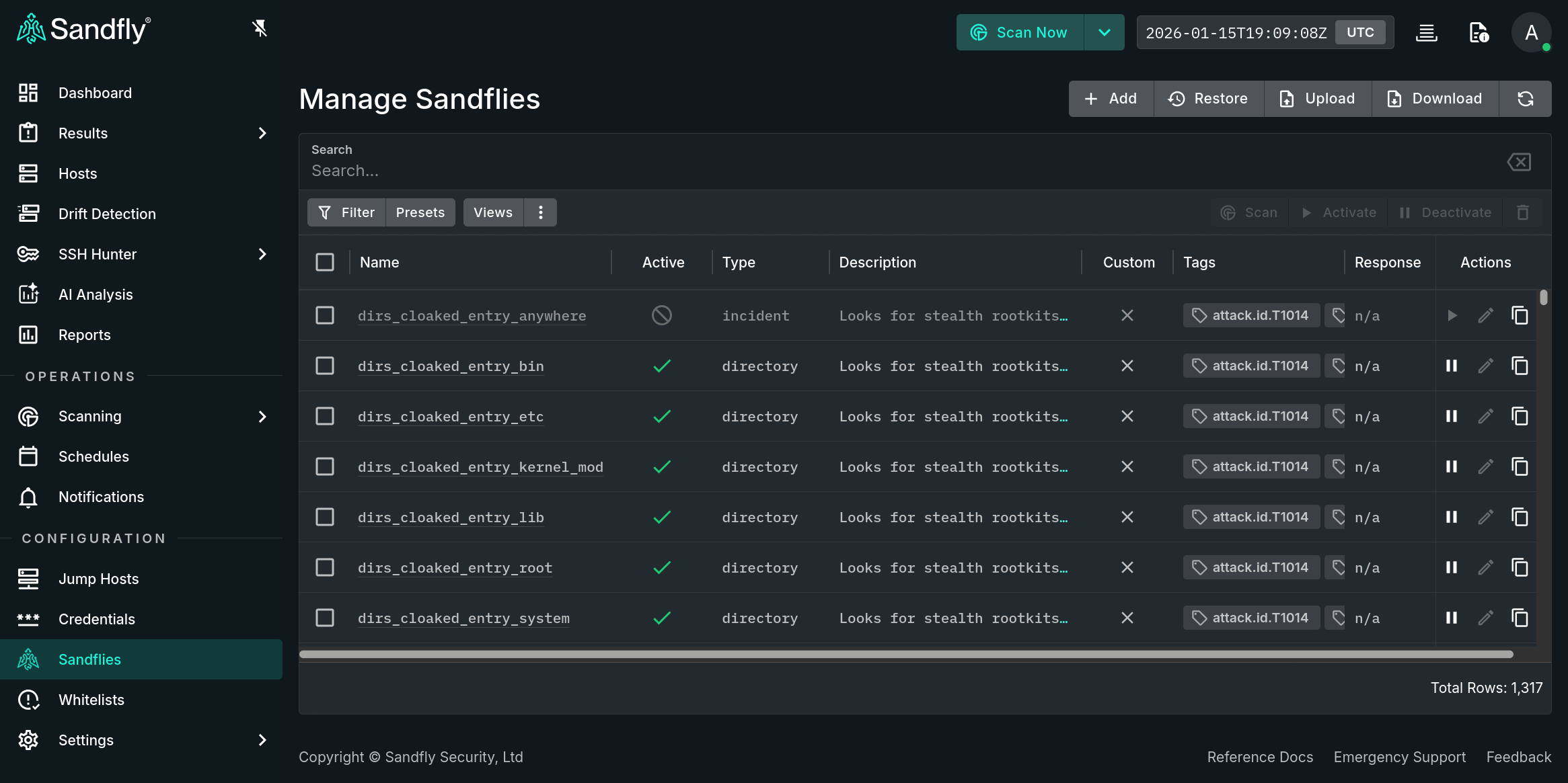 Sandfly Threat Hunting Modules Listing