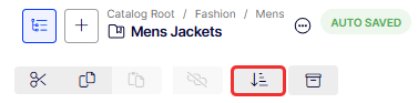 Screenshot of catalog items in sort mode with drag handles displayed beside each item's checkbox.