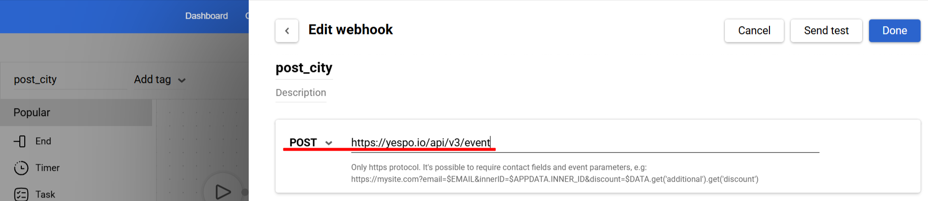 Webhook configuration