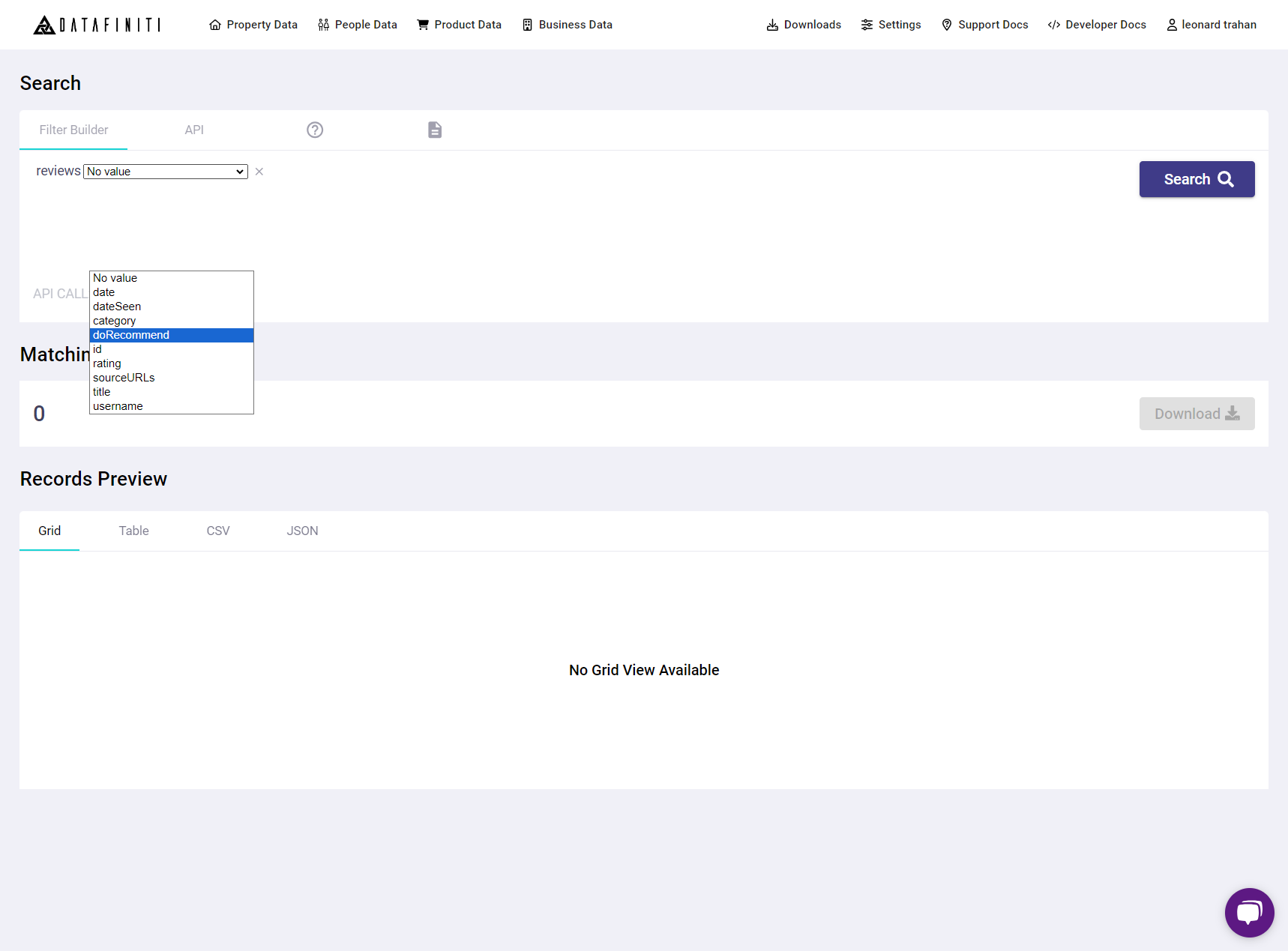 3. Once the value is selected you may need to either select a value from a pre-generated list, select a date, or fill in the blank