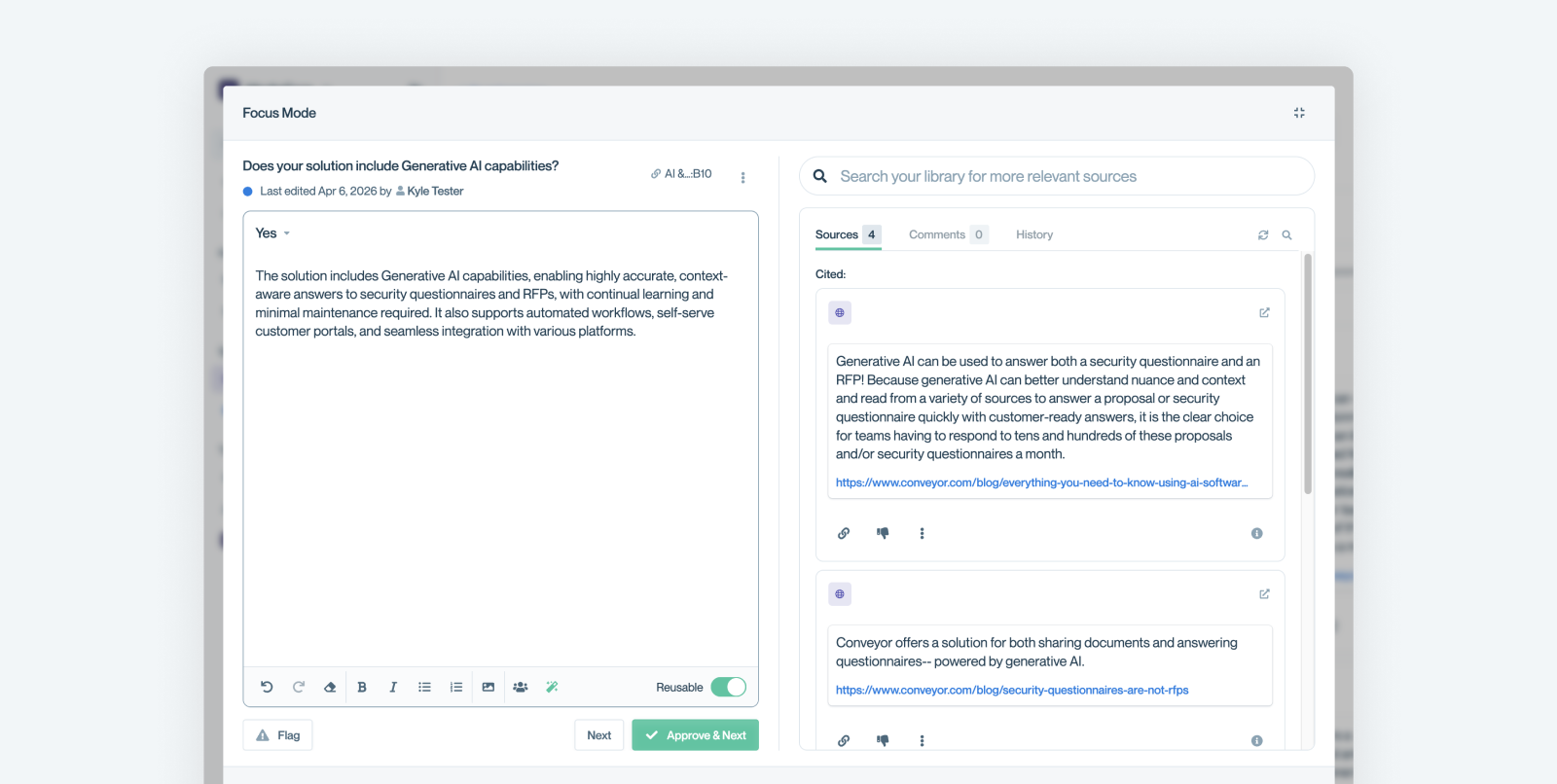 Parent conditional question focus mode