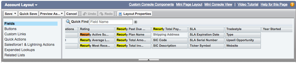 Salesforce Account Layout