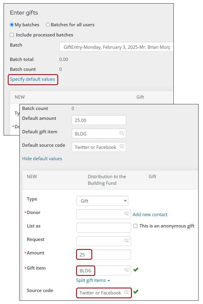 Default values