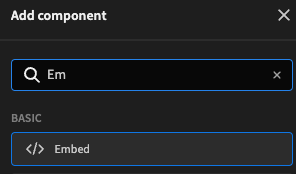 Adding an Embed component
