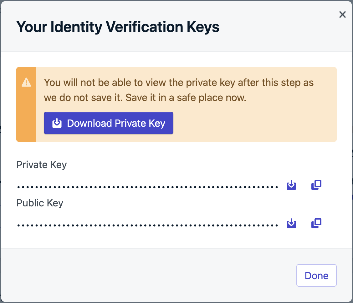 Identity Verification key pair