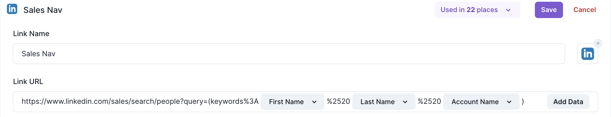 LinkedIn Sales Nav Search Link