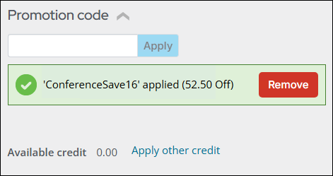The cart charges area highlighting the Promotional code field
