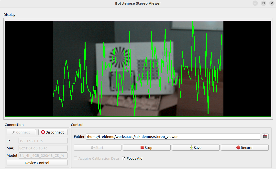 Focus Aid enabled in Stereo Viewer, Bottlenose Mono example shown