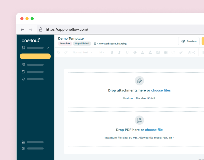 List of workspaces available for the user