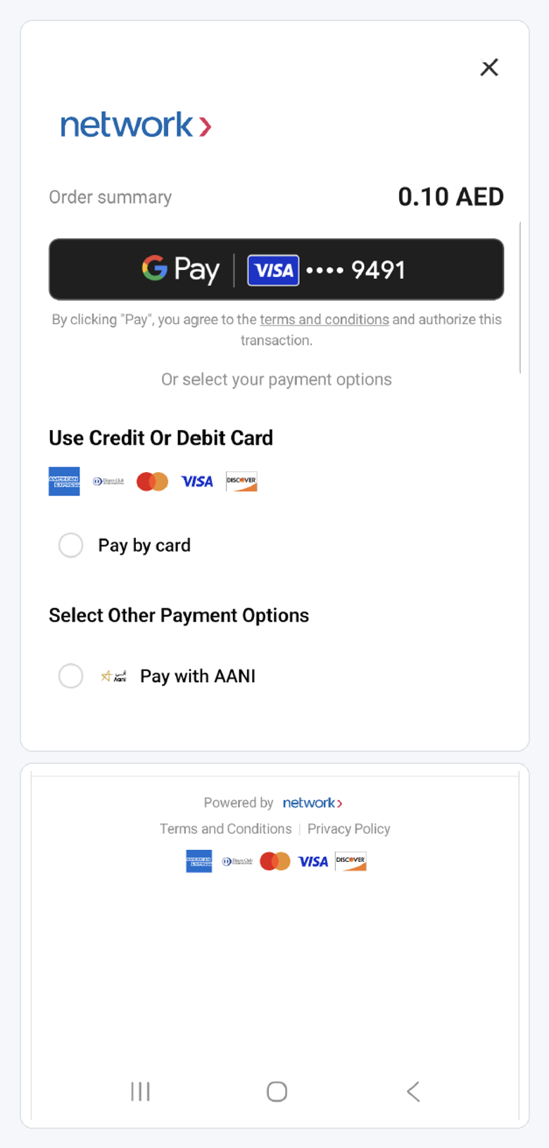 Unified google pay screen showing all payment options with the latest android sdk release. 