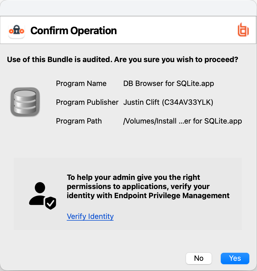 Confirmation message