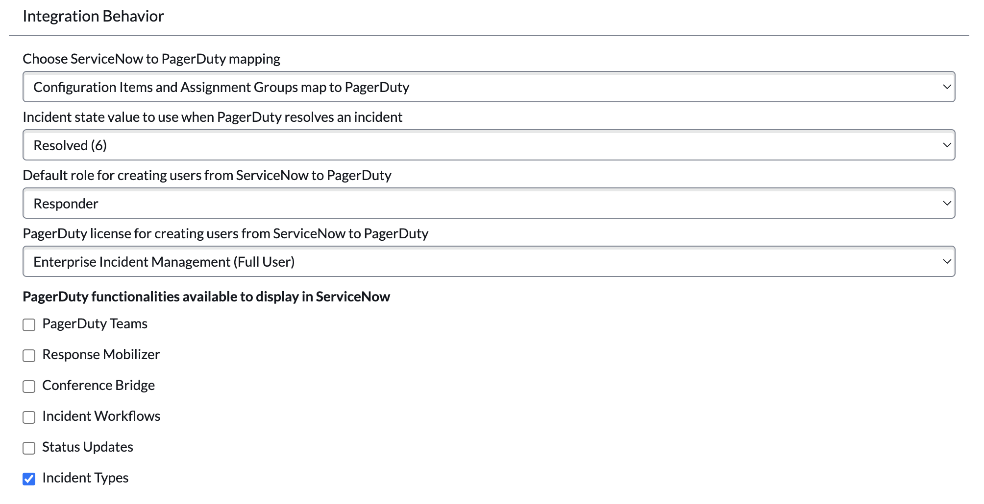 Enable Incident Types in PagerDuty Settings