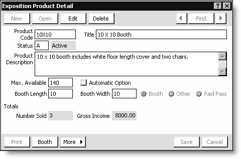 From Exposition, select Set up an exposition, double-click an exposition, and double-click an exposition product