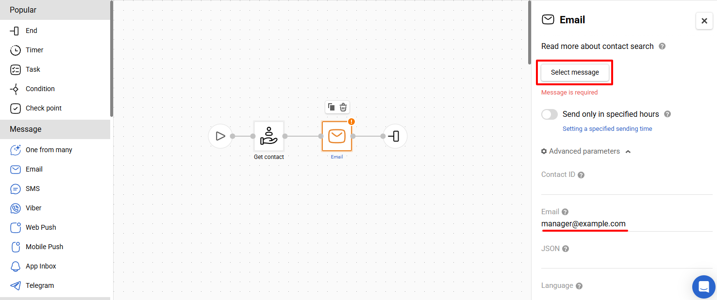 Notify the manager about the contact transition