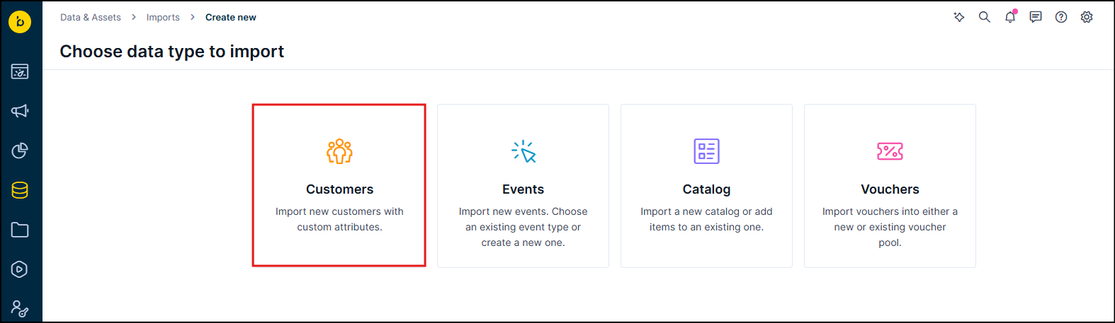 Data source selection screen showing available source options.