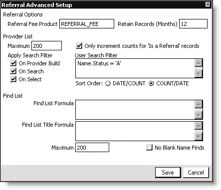 From Referrals, select Set up module, and click Advanced Setup
