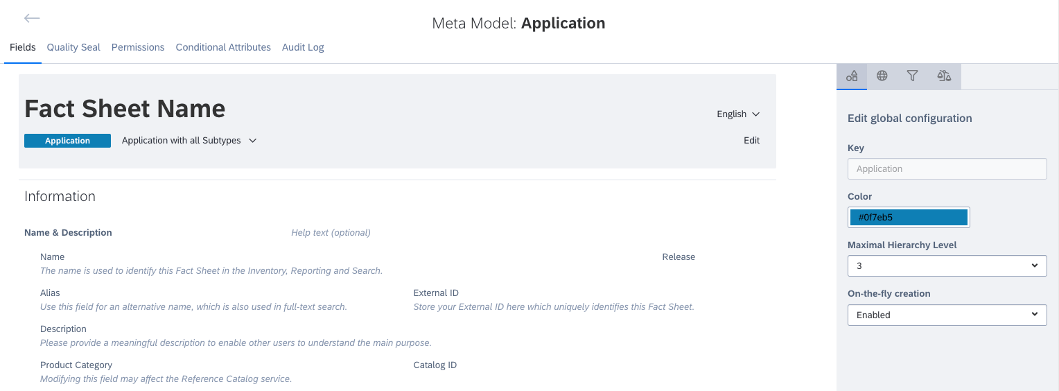 Configuring the Application Fact Sheet