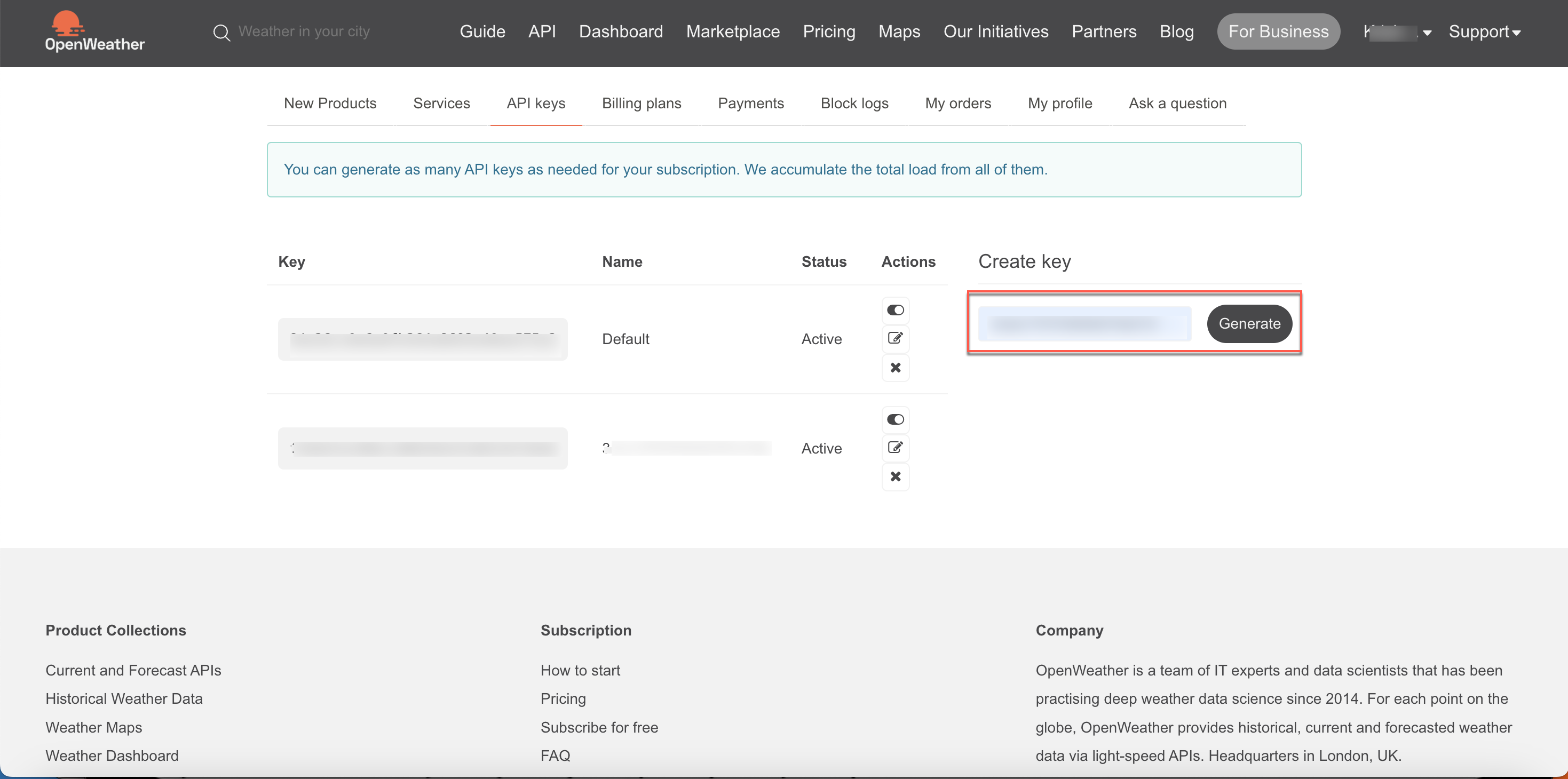 Generate OpenWeather API Key