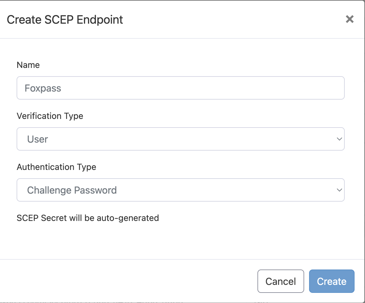 Create SCEP endpoint