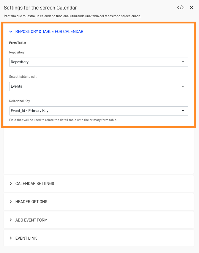 Select Repository and Table