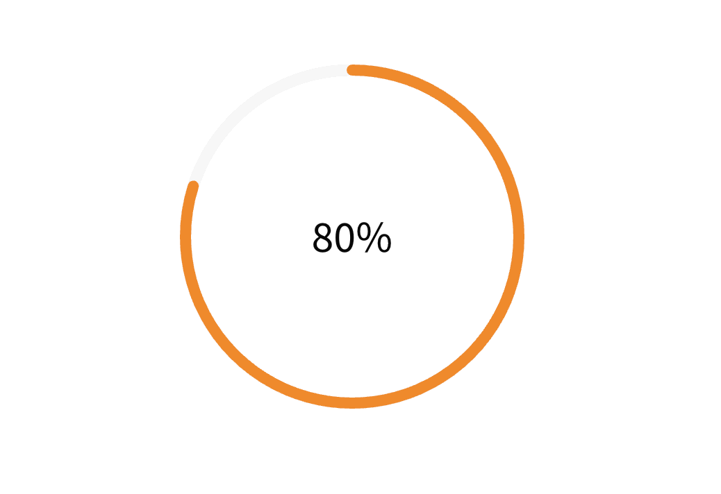 A progress ring showing 80% fill in orange with the percentage displayed in the center.