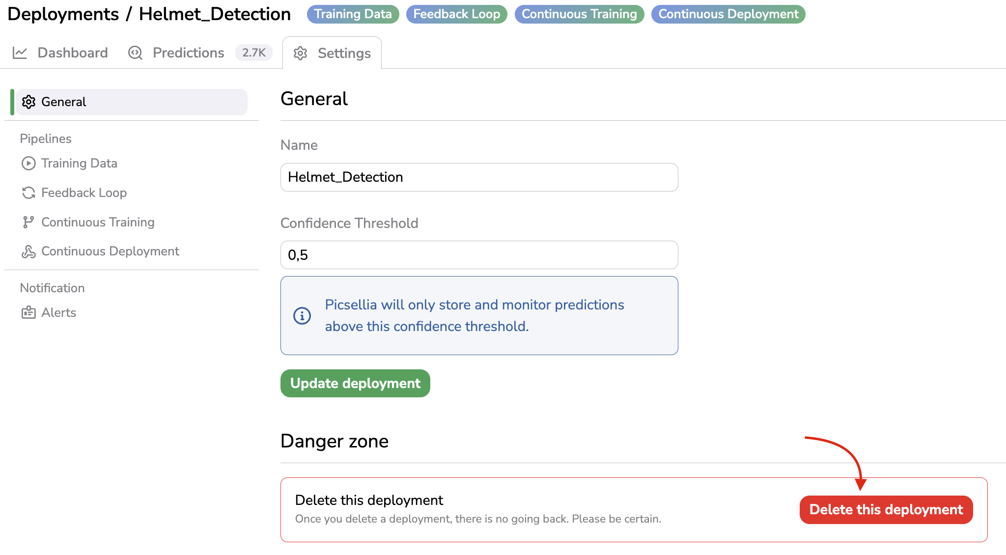 `Deployment` deletion