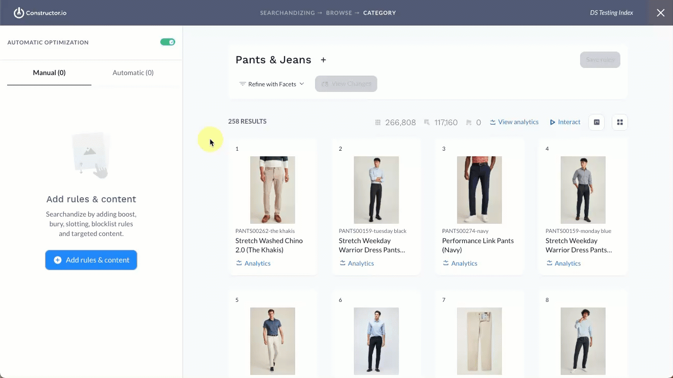 Add a variation slicing rule (pant fit) to the Browse category
