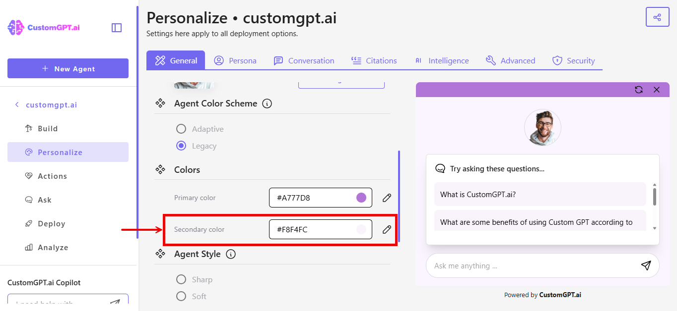 Secondary color field