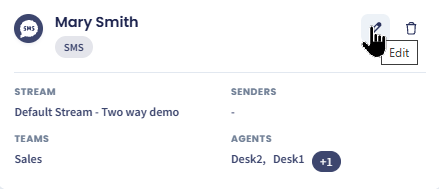 Screenshot with editing sender profile