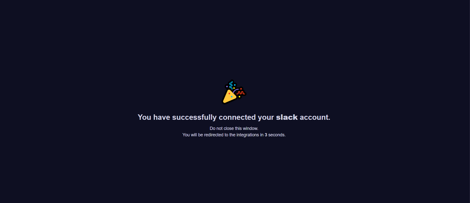 Query Vary - Slack connection success screen