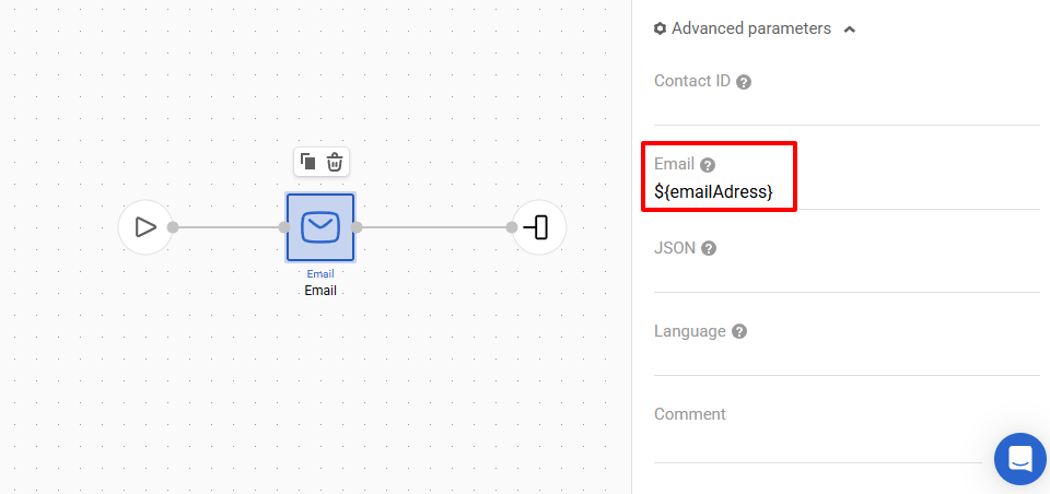 Email block parameters Email block parameters
