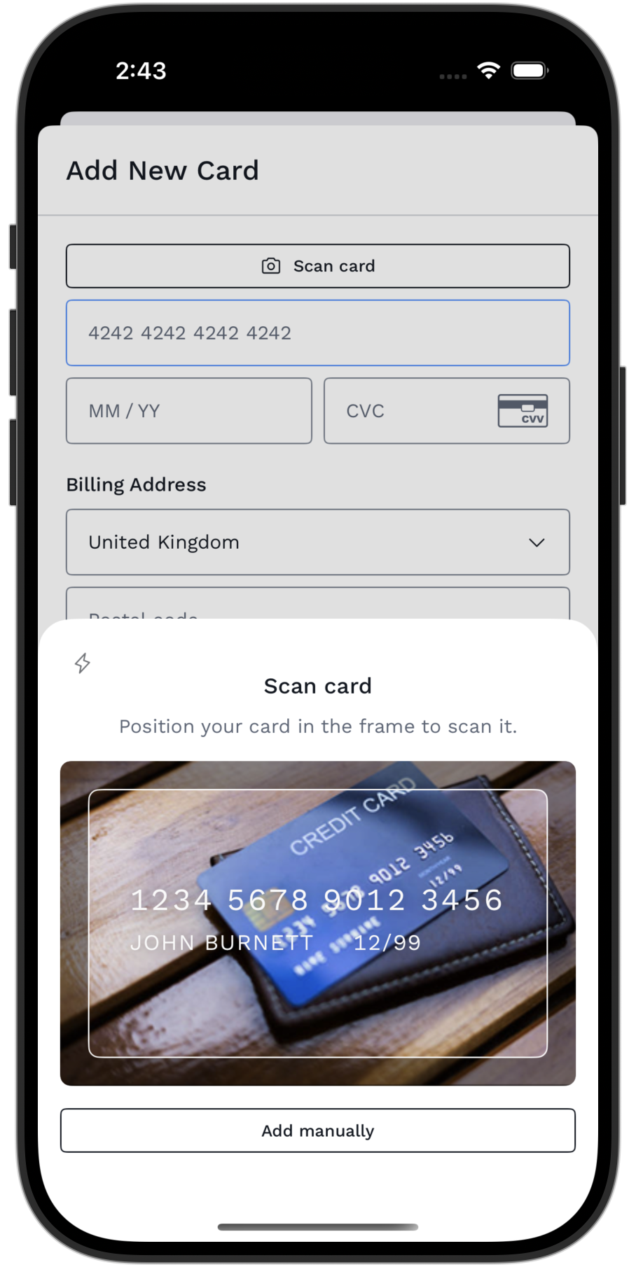 Card Scanner UI example on iOS