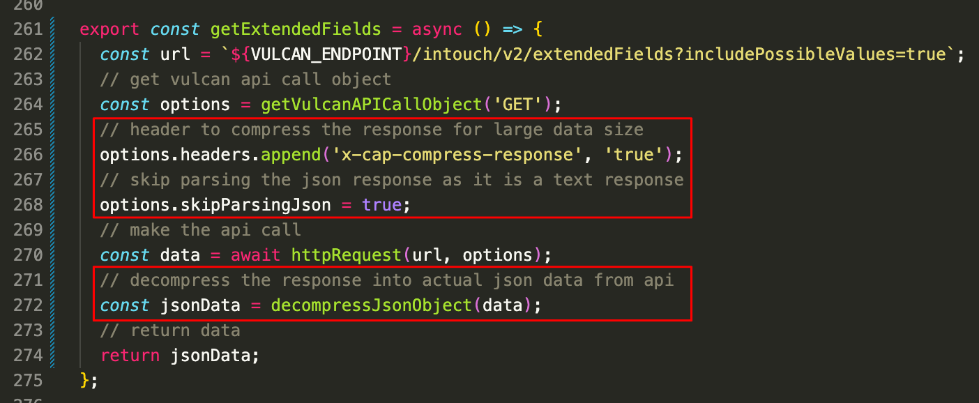 Code to compress an API response