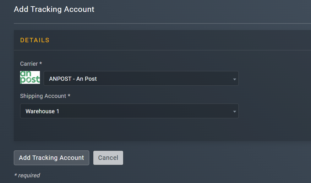 Adding tracking account