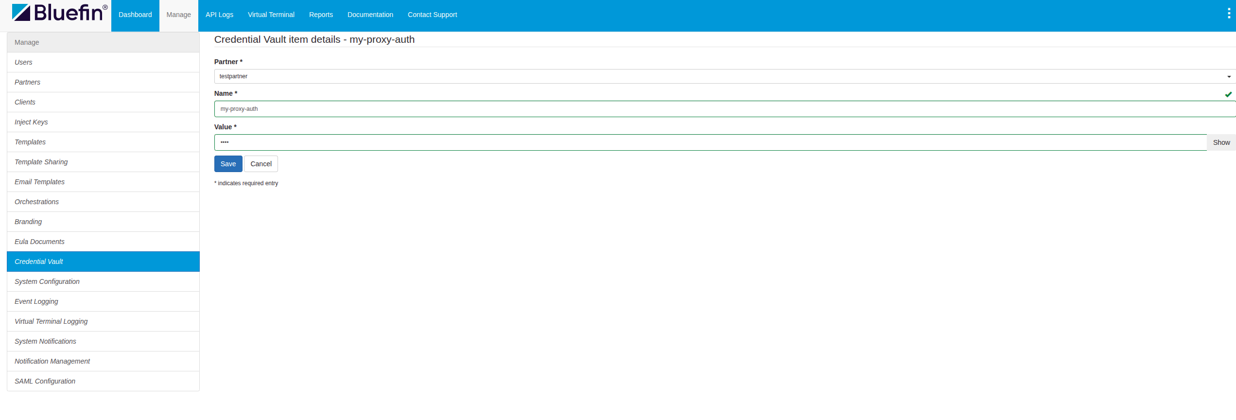 ORCA Credential Vault | Creating a Secret