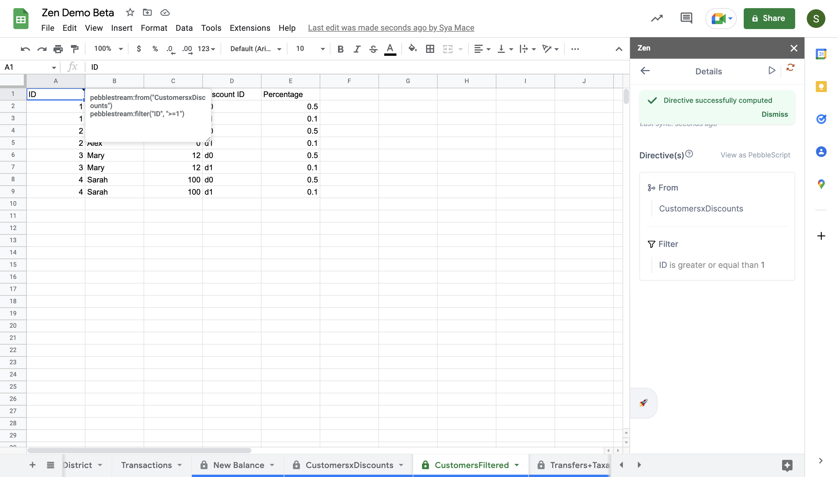 What it'll look like on the spreadsheet