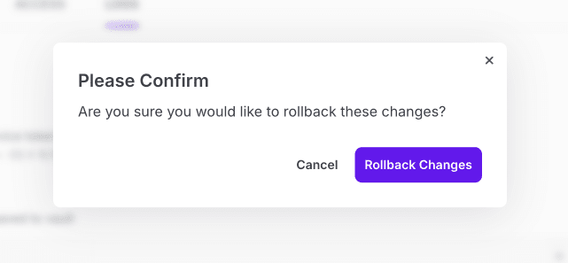 Screenshot of confirmation modal