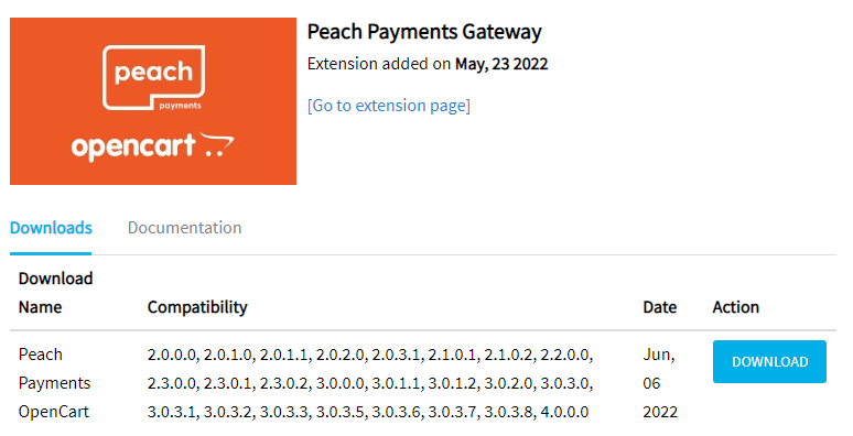 Download the Peach Payments extension for OpenCart.