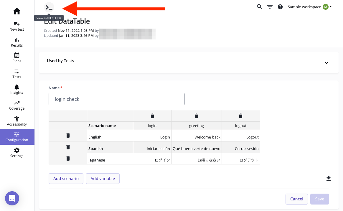 Obtaining a DataTable ID from the app