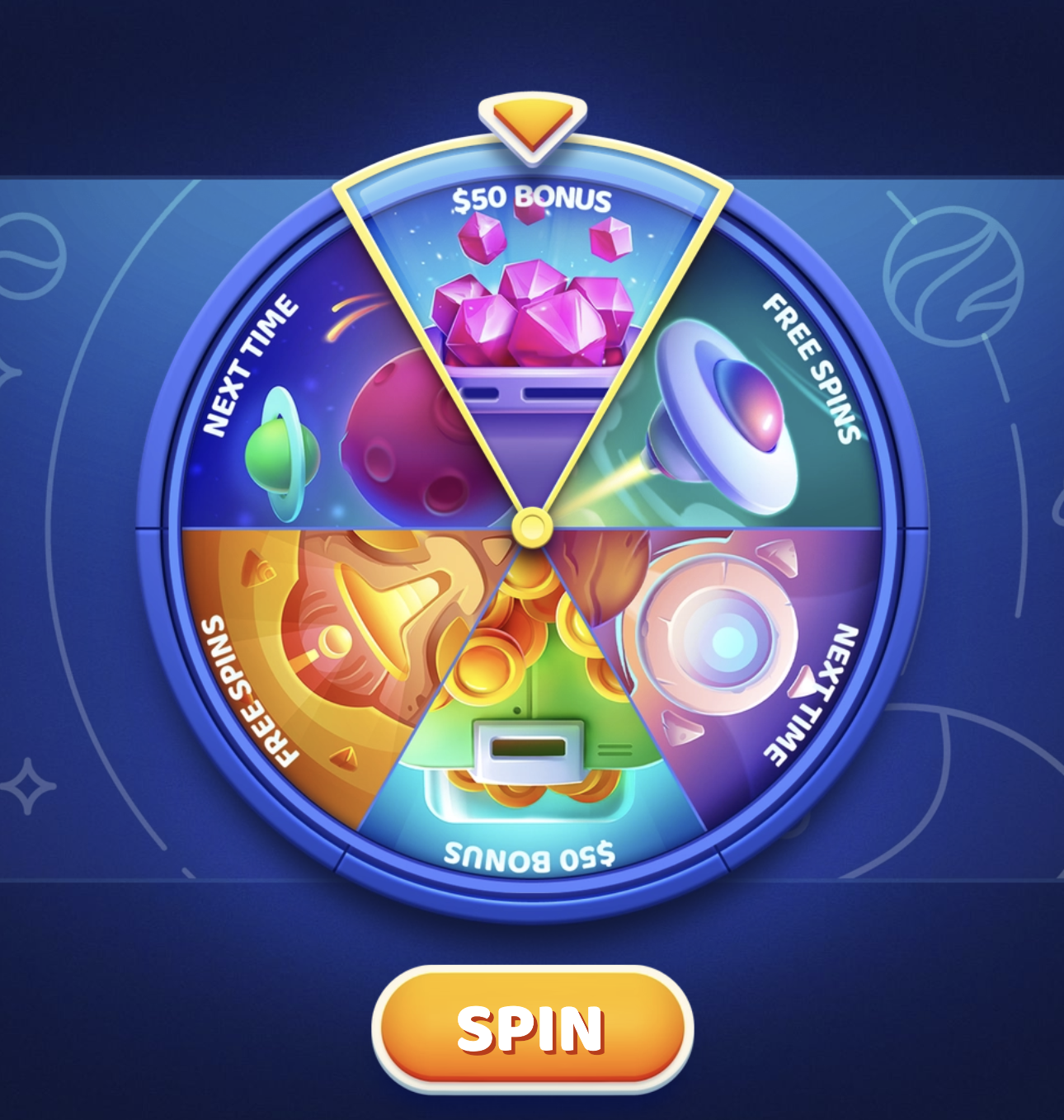 Example of different sections in a single-wheel game