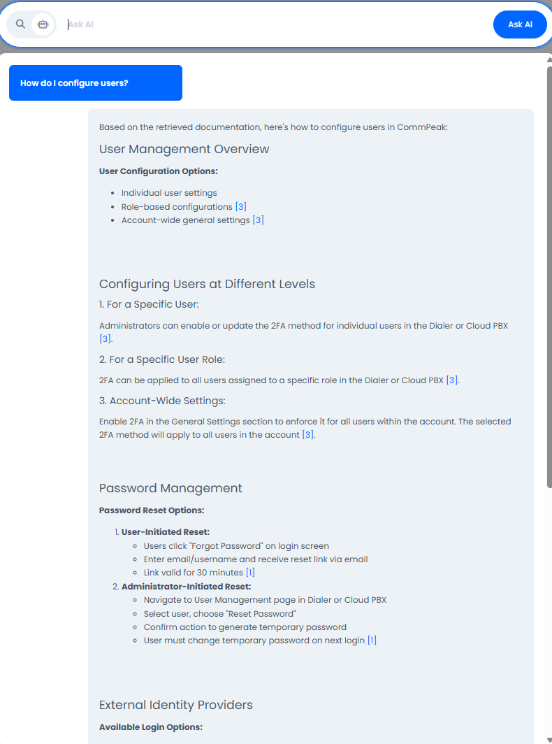 Screenshot of the AI bot output.