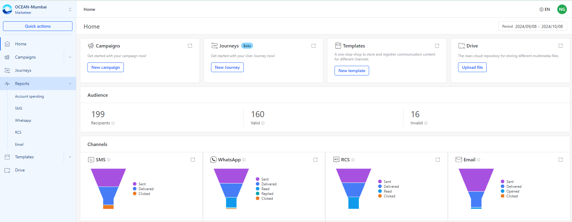 Channel report filter and apply button