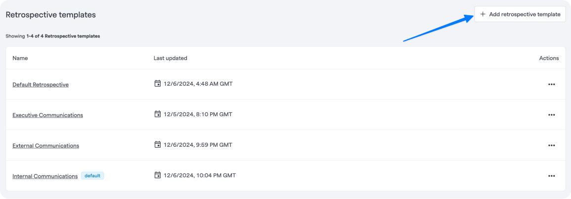 Adding a retrospective template